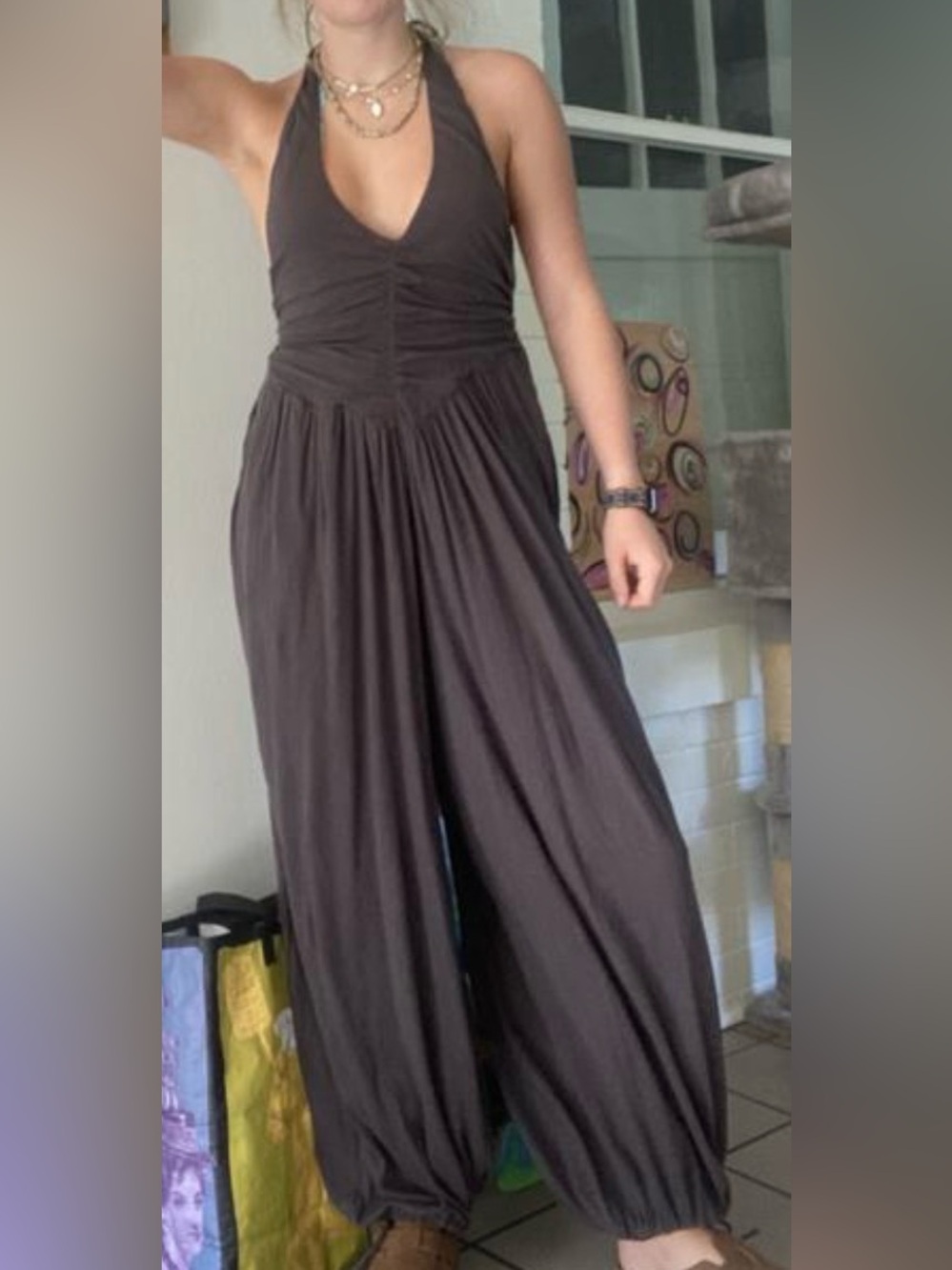 Out from under Urban Outfitters Women's Brown Wide-Leg Jumpsuit